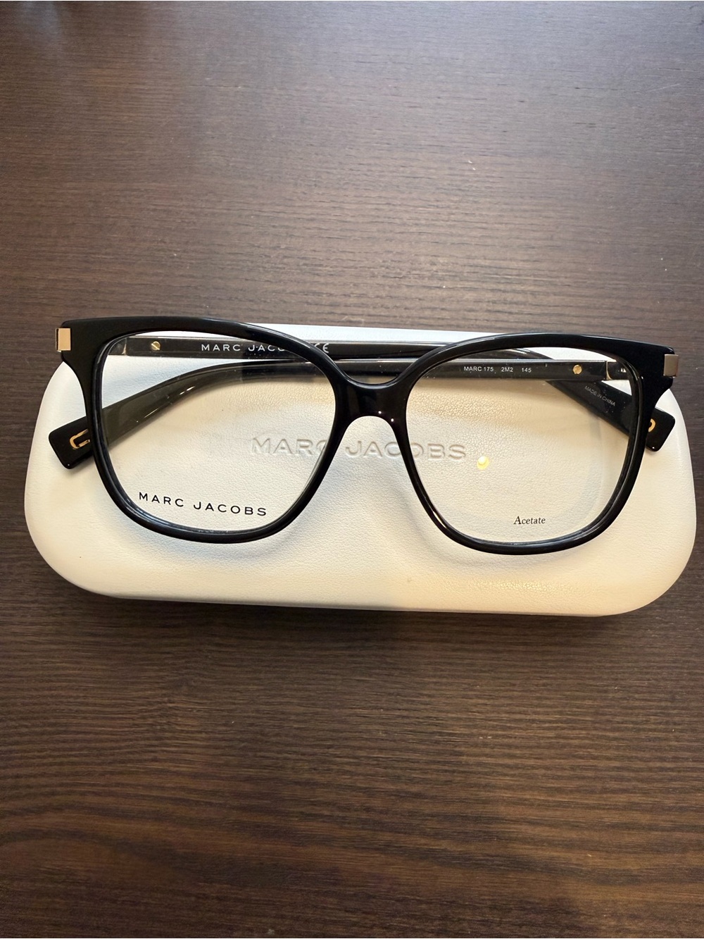 Marc Jacobs Black Women's Acetate Eyeglass Frames with Gold Accents